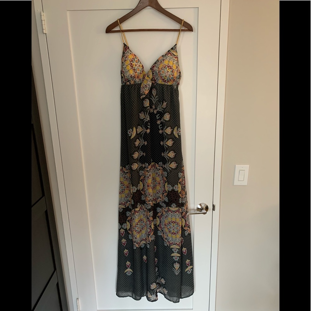 Floor length paiseley dress by Meghan Los Angeles